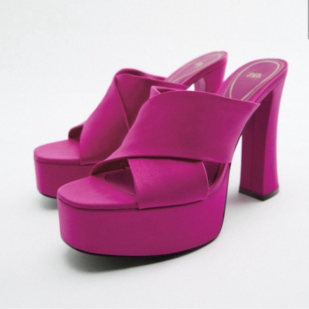 Zara Platform Sandals Hot Pink